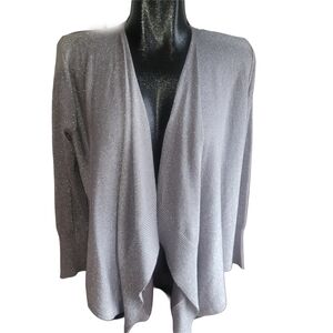 Peter Nygard Grey Silver Waterfall Cardigan L